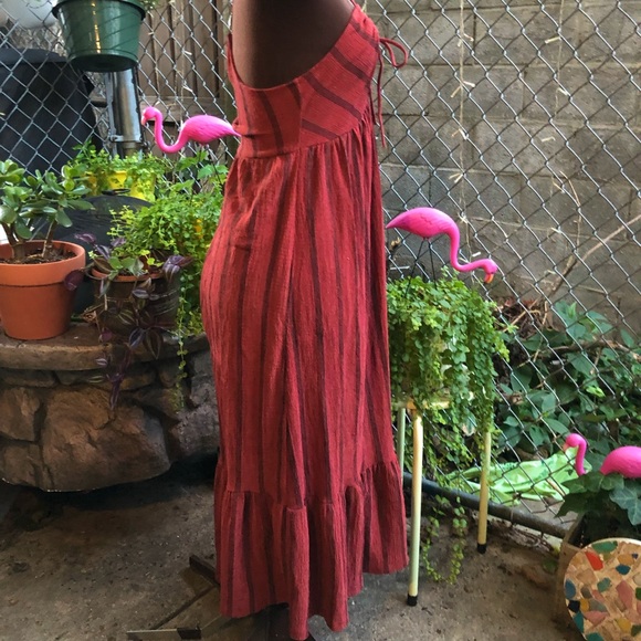 Red Stripe Crinkle Sun Dress Topshop - Picture 3 of 6